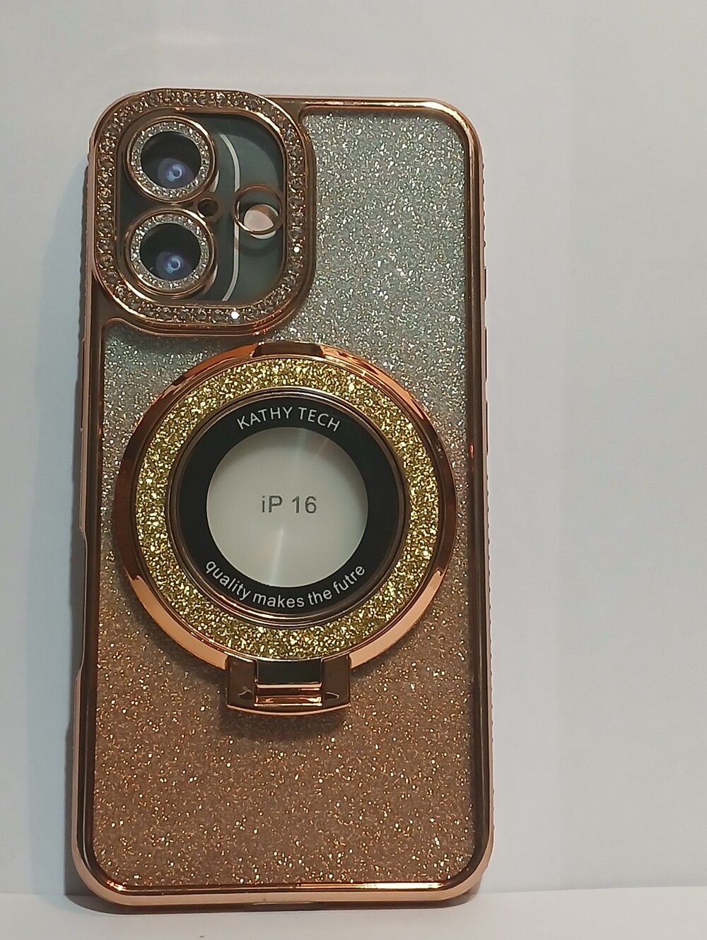 Kathy Tech Glitter iPhone 16 Case - Rose Gold & Gold